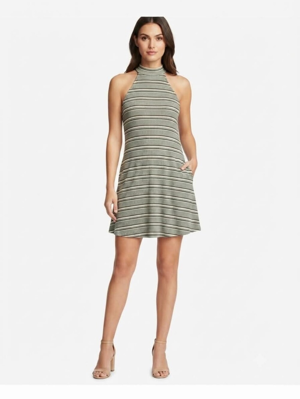 Charlotte Russe Dress Sleeveless Gray/Black/Yellow Size Small